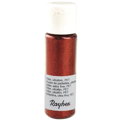 Rayher 39420278 Flitter, ultrafein, PET, Fläschchen 20 ml, hellrot von Rayher