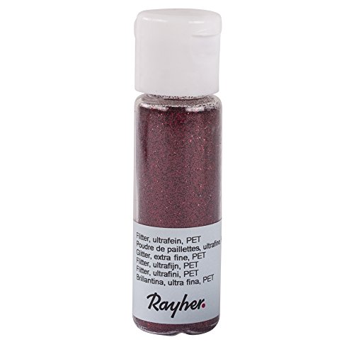 Rayher 39420290 Flitter, ultrafein, PET, Fläschchen 20 ml, weinrot von Rayher