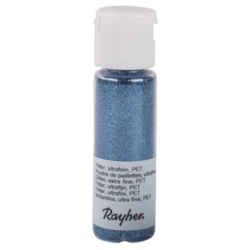 Rayher 39420374 Flitter, ultrafein, PET, Fläschchen 20 ml, azurblau von Rayher