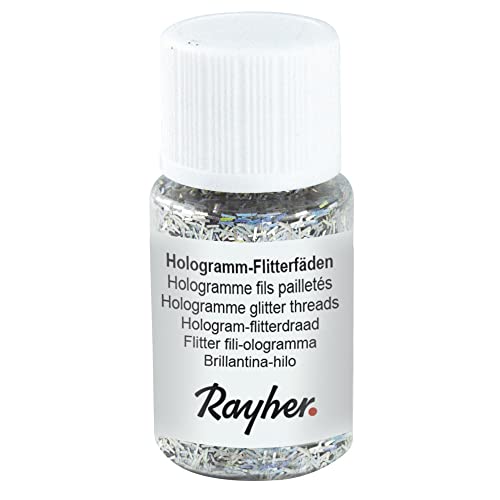 Rayher 39423610 Hologramm-Flitterfäden, 0,3x1,65 mm, PET, Fläschchen 1 von Rayher