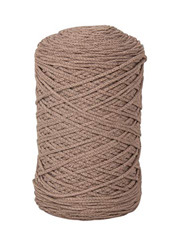 Rayher Braidy Recycling Garn, geflochten, 2 mm ø, taupe, Knäuel ca. 250 m (250 g), Knüpfgarn, Macrameegarn, 42009509 von Rayher