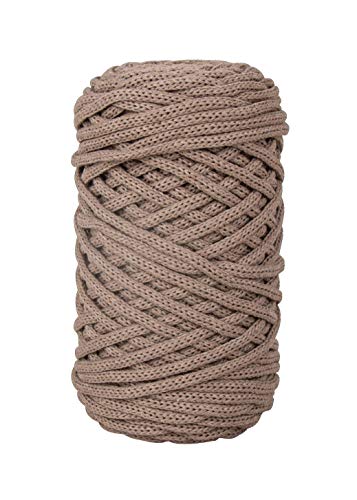 Rayher Braidy Recycling Garn, geflochten, 4 mm ø, taupe, Knäuel ca. 65 m (250 g), Knüpfgarn, Macrameegarn, 42010509 von Rayher