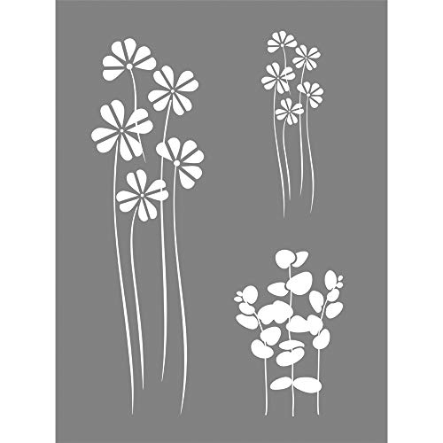 Rayher 45109000 Schablone Flower Mix, 15,25 x 20,32 cm, lasergeschnittene Polyester Schablone, Malschablone von Rayher