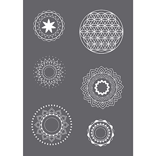 Rayher 45133000 Siebdruck-Schablone Mandala A5, 1 Schablone+1 Rakel, SB-Btl, Farblos von Rayher