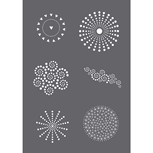 Rayher 45135000 Siebdruck-Schablone Dots, A5, 1 Schablone mit 6 Motiven + 1 Rakel, für tolle Prints auf Textil, Holz, Beton etc, Farblos von Rayher