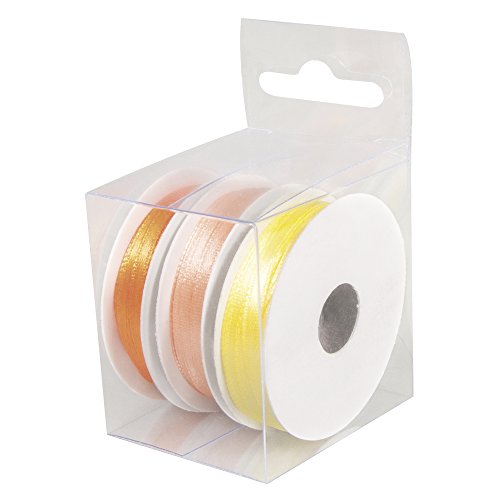 Rayher 5166534 Satinbänder, 3 mm, 3 Rollen à 6 m, Box 18 m, orange von Rayher