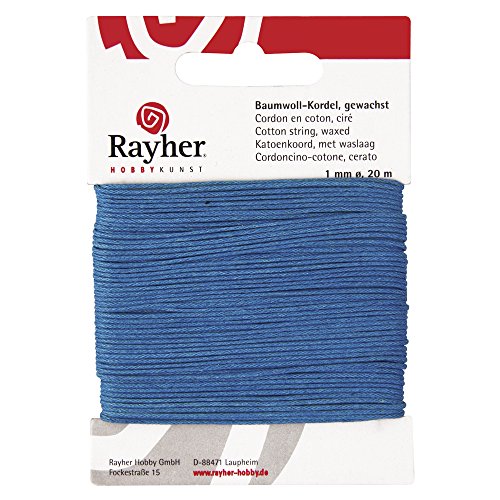 Rayher 5169107 Baumwollkordel, gewachst, 1mm, SB-Karte 20 m, türkis von Rayher