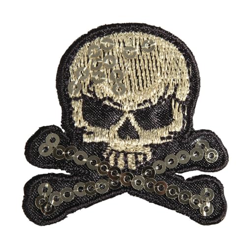 Rayher 53911000 Patch Skull and Bones, 4,2x4cm, Zum Aufbügeln, SB-Btl. 1Stück von Rayher