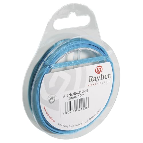 Rayher 5521207 Satinband, 3mm, SB-Rolle 10m, türkis von Rayher