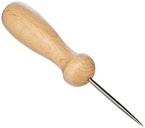 Rayher 6110000 Prickelnadel mit Holzgriff, Gesamtlänge 8,3 cm, Holzgriff 5 cm, Nadellänge 3,3 cm, 1 Stück, für Durchstecharbeiten mit Papier, basteln mit Papier und Nadel, Beige von Rayher