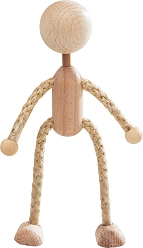 Rayher Püppchen, Holz/Sisal, 14 cm, bewegliches Püppchen zum Basteln, Holzfigur zum Bemalen, mit beweglichen Sisalgliedern, 6129800, Beige von Rayher