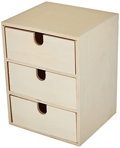 Rayher 62382000 Holz Kommödchen/Schubladenbox, 3 Schubladen, 21.5 x 14.5 x 16 cm, FSC Mix Credit, Braun von Rayher