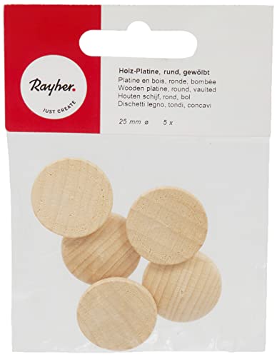 Rayher 6256700 Holz-Platine, rund, gewölbt, SB-Btl. 5 Stück, 25 mm ø von Rayher