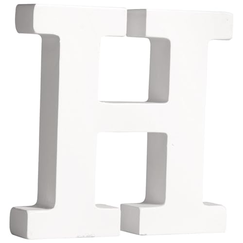 Rayher 62659000 MDF- Buchstabe H, weiß, 11 cm, Stärke 2 cm, 3D-Buchstaben Holz, Holz-Buchstaben groß von Rayher