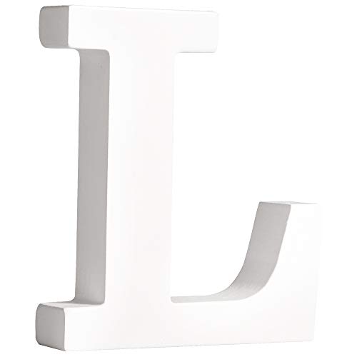 Rayher 62663000 MDF- Buchstabe L, weiß, 11 cm, Stärke 2 cm, 3D-Buchstaben Holz, Holz-Buchstaben groß von Rayher