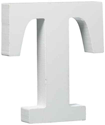 Rayher 62671000 MDF- Buchstabe T, weiß, 11 cm, Stärke 2 cm, 3D-Buchstaben Holz, Holz-Buchstaben groß von Rayher