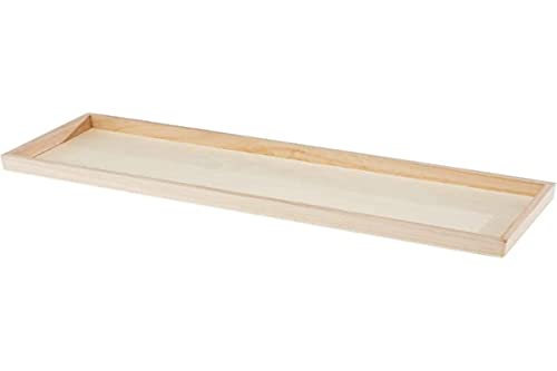 Rayher 62689000 Holz-Tablett zum Dekorieren, 45 x 13,5 cm, Randhöhe 2,3 cm, Bodenstärke ca. 2 - 3 mm, Holzschale rechteckig, Beige von Rayher