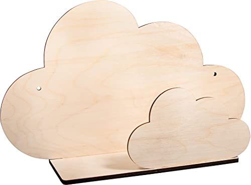 Rayher Holzbausatz Regal Wolke, FSC Mix Credit, natur, 35x10x21cm, 5-teiliger Bausatz, Kinderregal aus Holz, zum Bemalen, 62975505 von Rayher