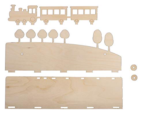 Rayher Holzbausatz Regal Zug, FSC Mix Credit, natur, 35x10x14cm, 5-teiliger Bausatz, Kinderregal aus Holz, zum Bemalen, 62976505 von Rayher