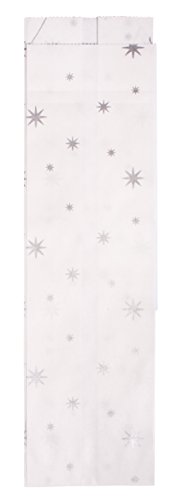 Rayher 67267606 Papier-Faltenbeutel mit silbernen Sternchen, 7 x 24 cm, Boden 5,5 cm, 70g/m2, Btl. 25 Stück, Papiertüten zum Sterne falten, Silber von Rayher