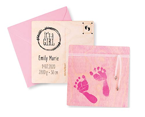 Rayher 70040264 Abdruck-Set Babyhände und Babyfüße, pink, Bastelpackung 10 tlg., ein tolles Geschenk zur Geburt, Taufe, Babyparty, Handabdruck, Fußabdruck Baby von Rayher