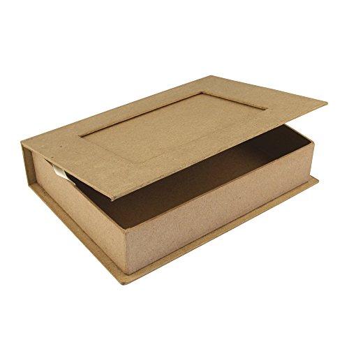 RAYHER HOBBY Rayher 71747000 Buch-Box, Pappmaché, FSC zertifiziert,22,8x16x5cm (LxBxH), Geschenkbox, Fotobox in Buchform, Natur, Weiß von Rayher