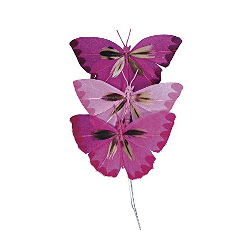 Rayher 8518333 Federschmetterling, 2x4cm, SB-Btl 6Stück, Pinktöne von Rayher