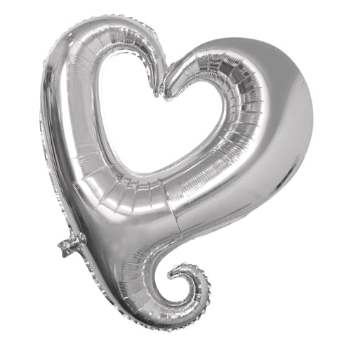 Rayher 87010606 Folienballon Herz, Silhouette, 91cm hoch, silber, XXL Partyballon für Heliumfüllung und Luftfüllung geeignet von Rayher