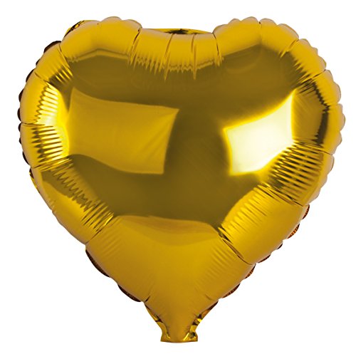 Rayher 87013616 Folienballon Herz, 46 x 49cm, gold, XXL Partyballon für Heliumfüllung und Luftfüllung geeignet von Rayher