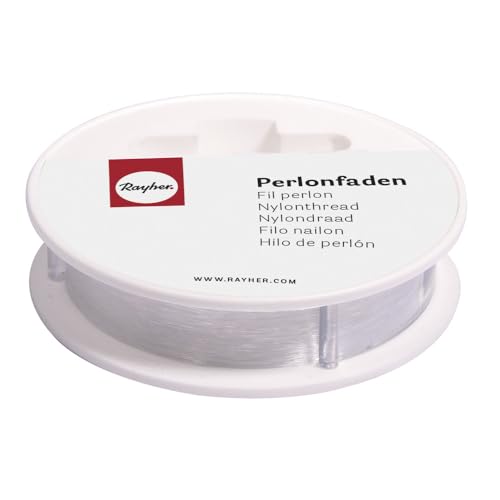 Rayher 8923300 Perlonfaden transparent, 0,15 mm, Reißfest 1 kg, Hängelast 200 g, Rolle 50 m von Rayher