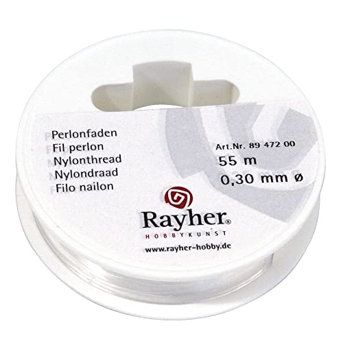 Rayher 8947200 Perlonfaden, 0,3mm ø, ReiÃŸfest 4kg,Hängelast 700g, Roll von Rayher