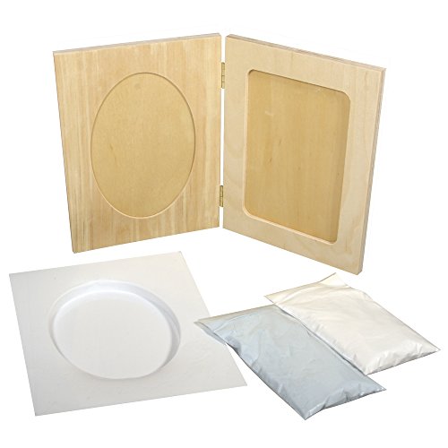 Rayher Abform-Set Babyhände oder Babyfüße, mit Holz-Bilderrahmen zum Aufklappen, 30 x 20 cm, Geschenk zur Geburt, Taufe, Babyparty, 36001000 von Rayher