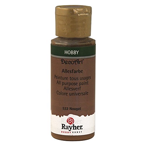 Rayher Acrylfarbe, nougat, Allesfarbe matt, Flasche 59 ml, hochpigmentierte, cremige Allzweckfarbe, sehr gute Deckkraft, lichtecht, farbintensiv, wasserfest, schnell trocknend, 38000519 von Rayher