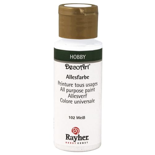 Rayher Acrylfarbe, weiß, Allesfarbe matt, Flasche 59 ml, hochpigmentierte, cremige Allzweckfarbe, sehr gute Deckkraft, lichtecht, farbintensiv, wasserfest, schnell trocknend, 38000102 Rayher Acrylfarbe, weiß, Allesfarbe matt, Flasche 59 ml, hochpigmentierte, cremige Allzweckfarbe, sehr gute Deckkraft, lichtecht, farbintensiv, wasserfest, schnell trocknend, 38000102 von Rayher