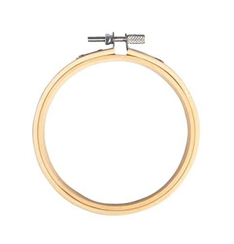 Rayher Stickrahmen rund, Bambus, 10 cm ø, Kreuzstich, kreisförmig, Hoop Ring Kreis, Ring für Bastelarbeiten, Stickerei Hoop, Cross Stitch Hoop, 64522000, Natur von Rayher