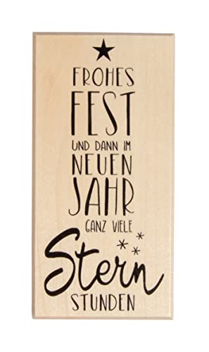 Rayher Stempel Holz "Sternstunden", 5 x 10 cm, Textstempel Holz, Holzstempel, Weihnachtsstempel, Butterer Stempel, 29243000, Natur von Rayher