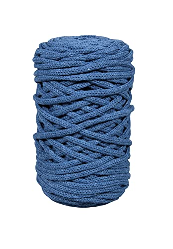 Rayher Braidy Recycling Garn, geflochten, 4 mm ø, jeansblau, 250 g Knäuel, Lauflänge ca. 65 m, Strickgarn, Häkelgarn, Textilgarn, Bastelgarn, Knüpfgarn, Macrameegarn, 42010167 von Rayher