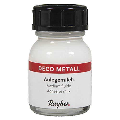 Rayher Deco-Metall-Anlegemilch, Grundlage für Verzierungen mit Deco-Metall, im SB-Beutel, Flasche 25 ml, 22657000 von Rayher