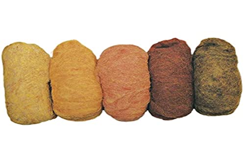 Rayher Hobby Rayher Filzwolle, reine Schurwolle, Vlies, Gelbtöne meliert, Set 5 Farben à 20 g, Filzwolle 100 g, 100% Wolle zum Filzen, Märchenwolle, 5363600 von Rayher