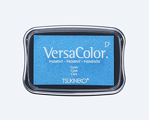 Rayher Hobby 29017356 Tsukineko Versa Color Pigment-Stempelkissen, cyan, 9,6 x 6,3 x 1,8 cm, Tinte auf Wasserbasis von Rayher