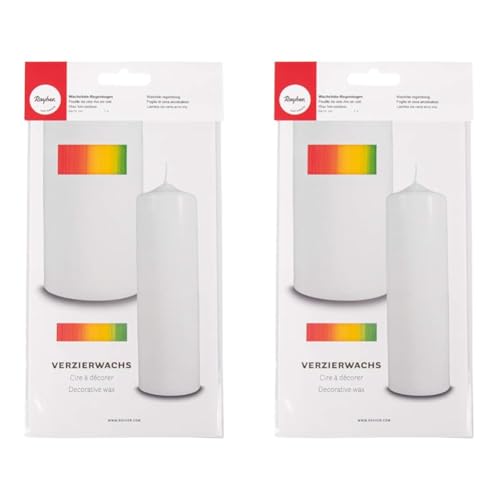 Rayher Hobby 31545990 Verzierwachs Regenbogen, Längsstreifen, Verzierwachsplatte 20 x 10 cm, Wachsfolie zum Kerzen verzieren, Kerzenwachs, Wachsfolie (Packung mit 2) von Rayher