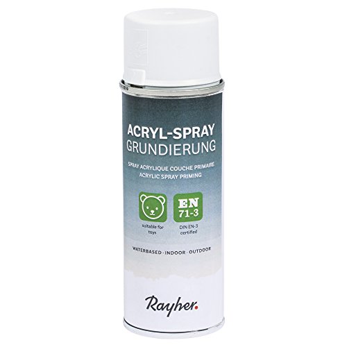 Rayher Hobby 34147000 Universalgrundierung, Acryl Spray, grau, Haftgrundspray, für innen und außen, hohe Deckkraft, umweltbewusst, Sprühdose 200 ml - inkl. Sicherheits-Schutz-Verschluss von Rayher