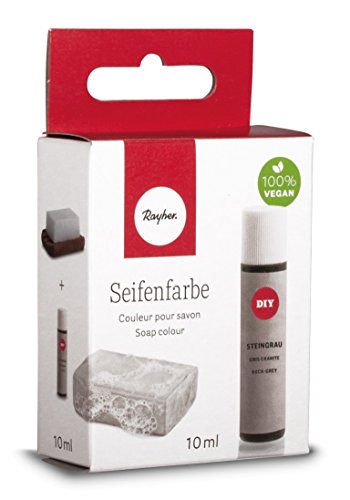 Rayher Hobby 34246558 Seifenfarbe, 10 ml, geruchsneutral, 100% vegan, schadstofffrei und ökologisch abbaubar, im wiederverschließbaren Kunststofffläschchen mit Schraubdeckel, gut dosierbar, steingrau von Rayher