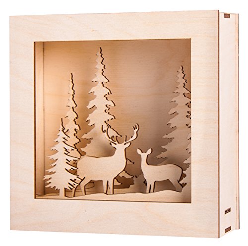 Rayher Holzbausatz 3D-Motivrahmen Winterland, FSC zertifiziert, 20 x 20 cm, Tiefe 6,6 cm, Set 14teilig, zum Basteln und Bemalen, 46308000, Braun von Rayher