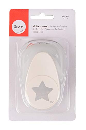 Rayher Hobby 89794000 Motivstanzer Stern, ø 3,81 cm- 1,5 Zoll, geeignet für Papier/Karton bis zu 220g/m² von Rayher