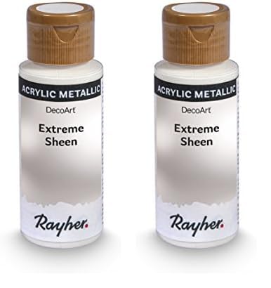 Rayher Hobby Extreme Sheen Metallic-Farbe, silber irisierend Flasche 59 ml, Acrylfarbe metallic, patentierte Rezeptur, 35014608 (Packung mit 2) von Rayher