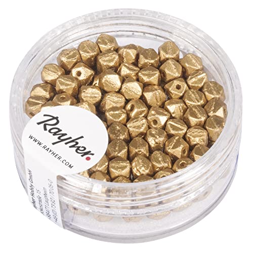 Rayher Hobby Rayher 14840616 Antique Rocailles, 4mm Ø, gold, Dose 120Stück von Rayher