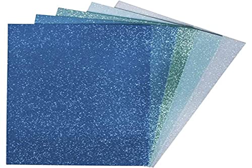 Rayher Hobby Rayher Hobby Rayher 75438999 Moosgummiplatten Glitter, selbstklebend, versch. Blau- und Grüntöne, 5 Stück, 20 x 30 x 0,2 cm von Rayher