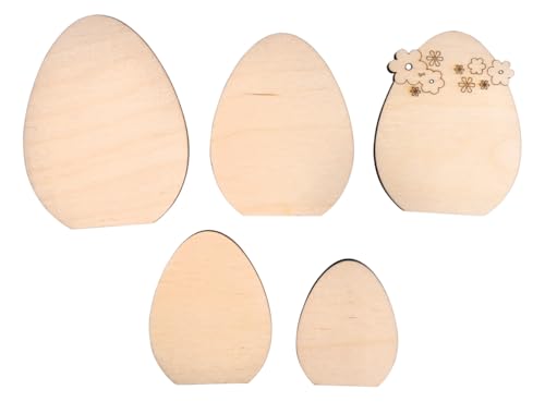 Rayher Ostereier, Holz-Deko-Eier, 4,5 – 7,5 cm, 5 Stück, sortiert, Holz, FSC zertifiziert, natur, Tischdeko, Tischstreuer, Streudeko Ostern, Osterdekoration, 46780505 von Rayher