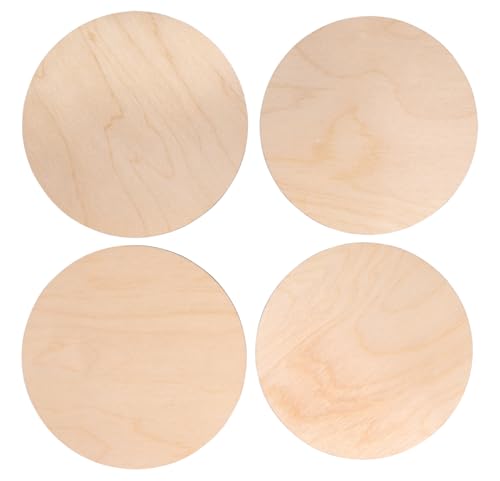 Rayher Holz Platten Set „L“, 4 Stück, 15 - 15,5 cm ø, Stärke 4 mm, ohne Loch, runde Naturholz-Scheiben, FSC zertifiziert, für DIY-Projekte, 64670505 von Rayher